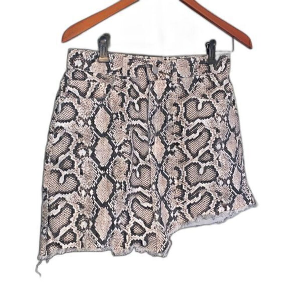 Zara Snake Print Mini Skirt in Beige and Black